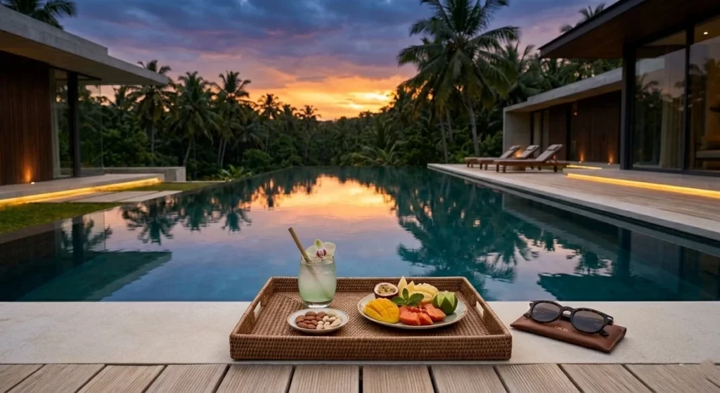 Affordable luxury travel featuring a private villa pool in a tropical destination