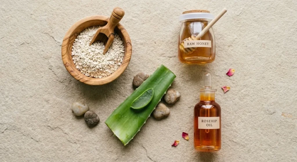 Natural and gentle ingredients for managing sensitive, red skin at home