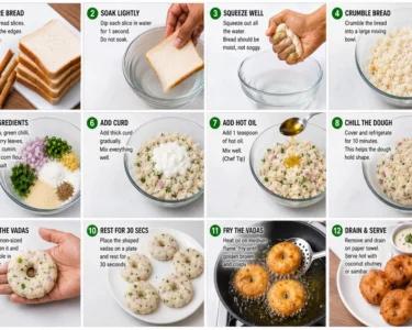 How to do step by step bread medu vada