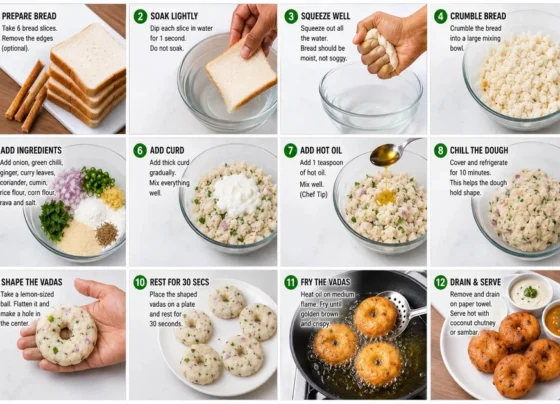 How to do step by step bread medu vada