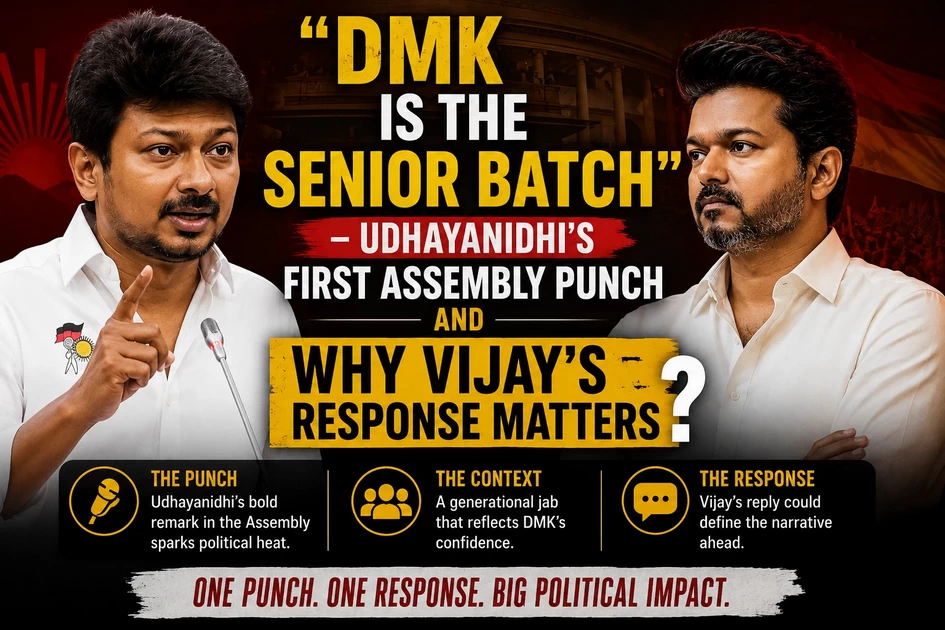 DMK is the Senior Batch” – Udhayanidhi’s First Assembly Punch and Why Vijay’s Response Matters More Than You Think