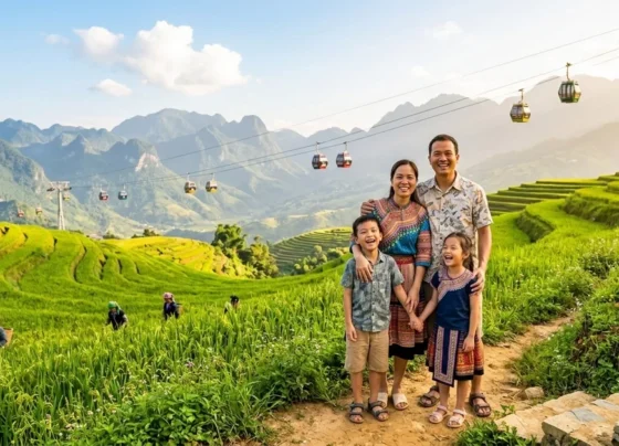 Affordable family vacation in Vietnam with cable car view