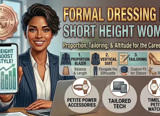 formal dressing ideas for short height women to look taller with well fitted outfits and styling tips