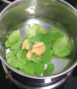 Step-by-step preparation of Tulsi tea using fresh Holy Basil leaves