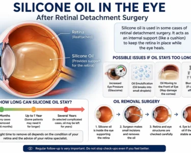 Silicone oil inside the eye after retinal detachment surgery