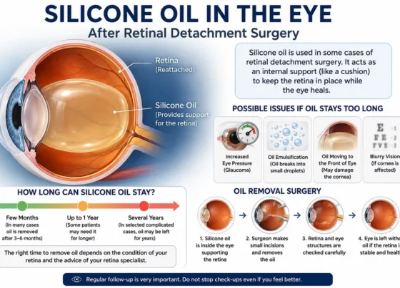 Silicone oil inside the eye after retinal detachment surgery