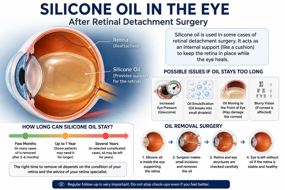 How Long Can Silicone Oil Stay Inside the Eye After Retinal Detachment Surgery?
